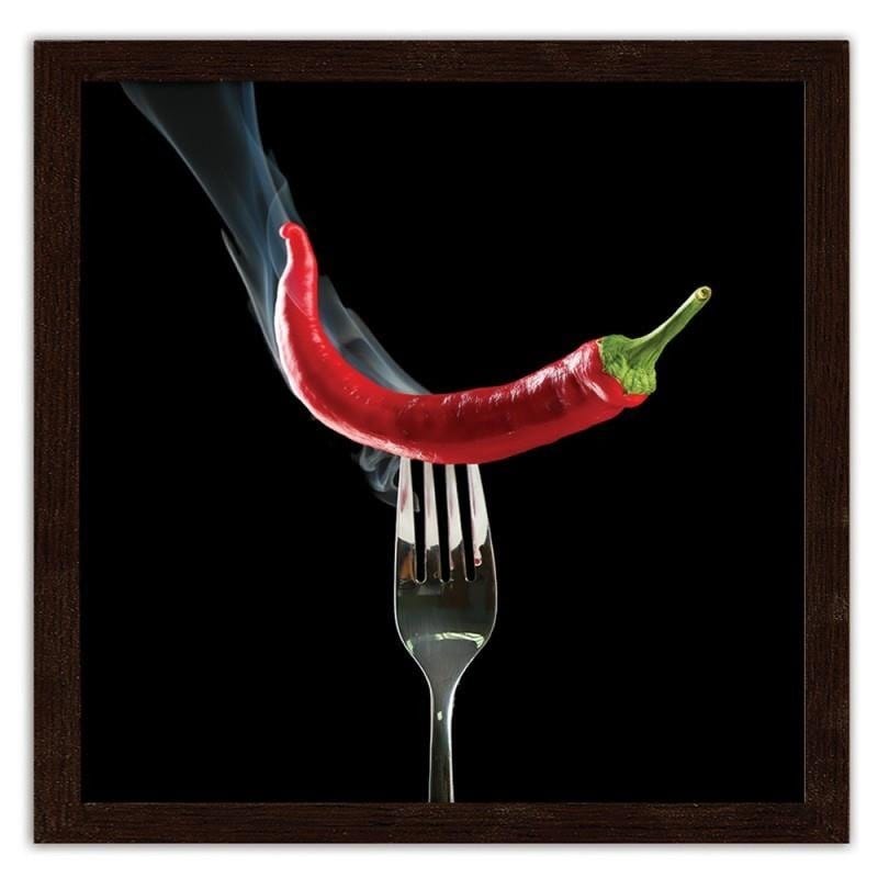 Glezna brūnā rāmī - Chili pepper on the fork.  Home Trends DECO