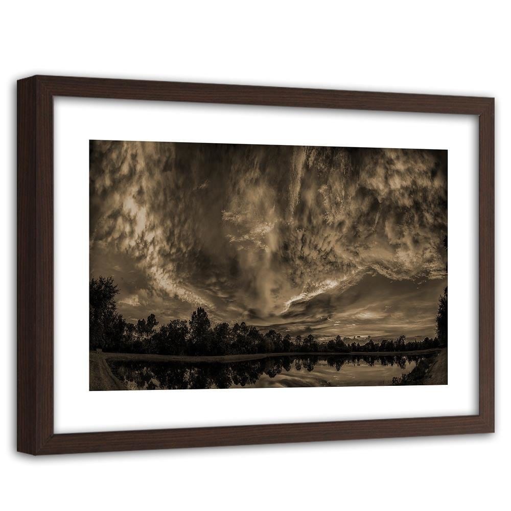 Glezna brūnā rāmī - Clouds In The Sky 1  Home Trends DECO