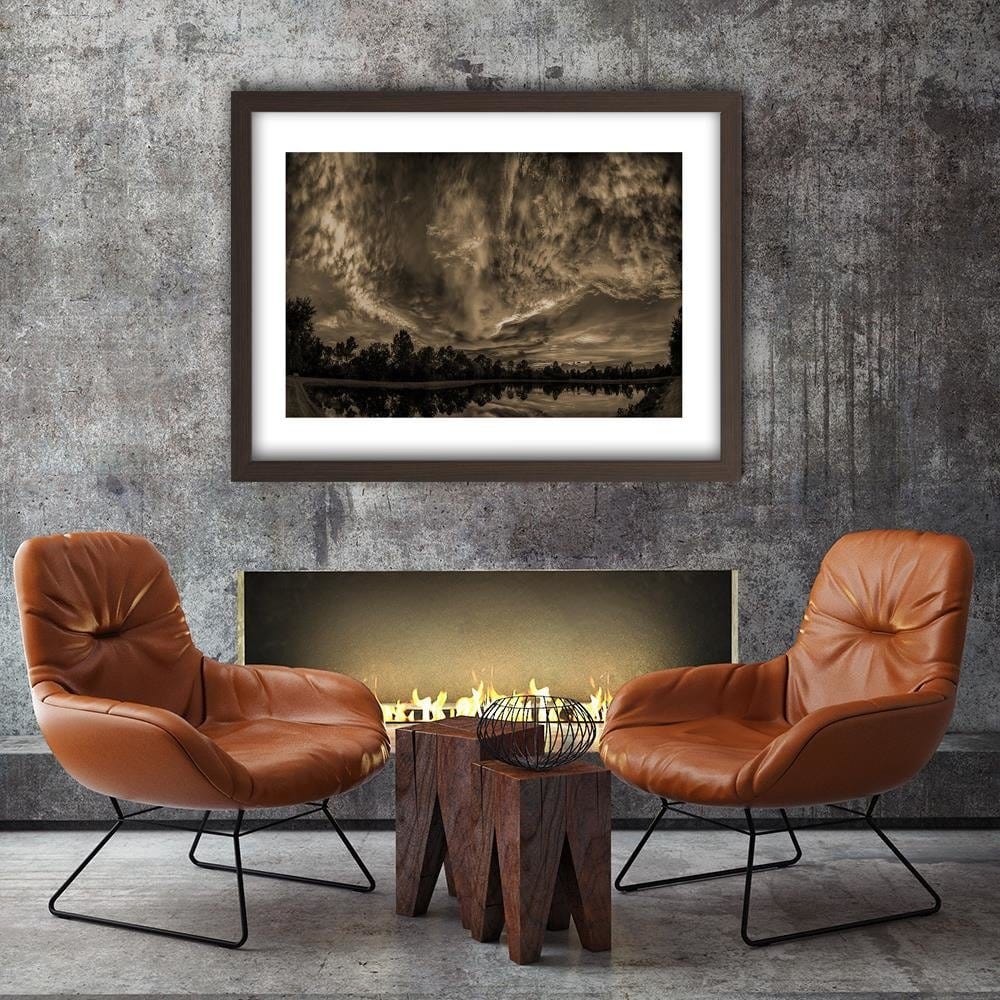 Glezna brūnā rāmī - Clouds In The Sky 1  Home Trends DECO