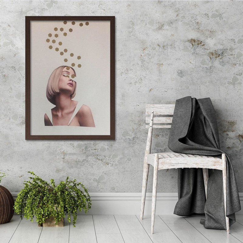 Glezna brūnā rāmī - Collage Woman Portrait Image Beige  Home Trends DECO