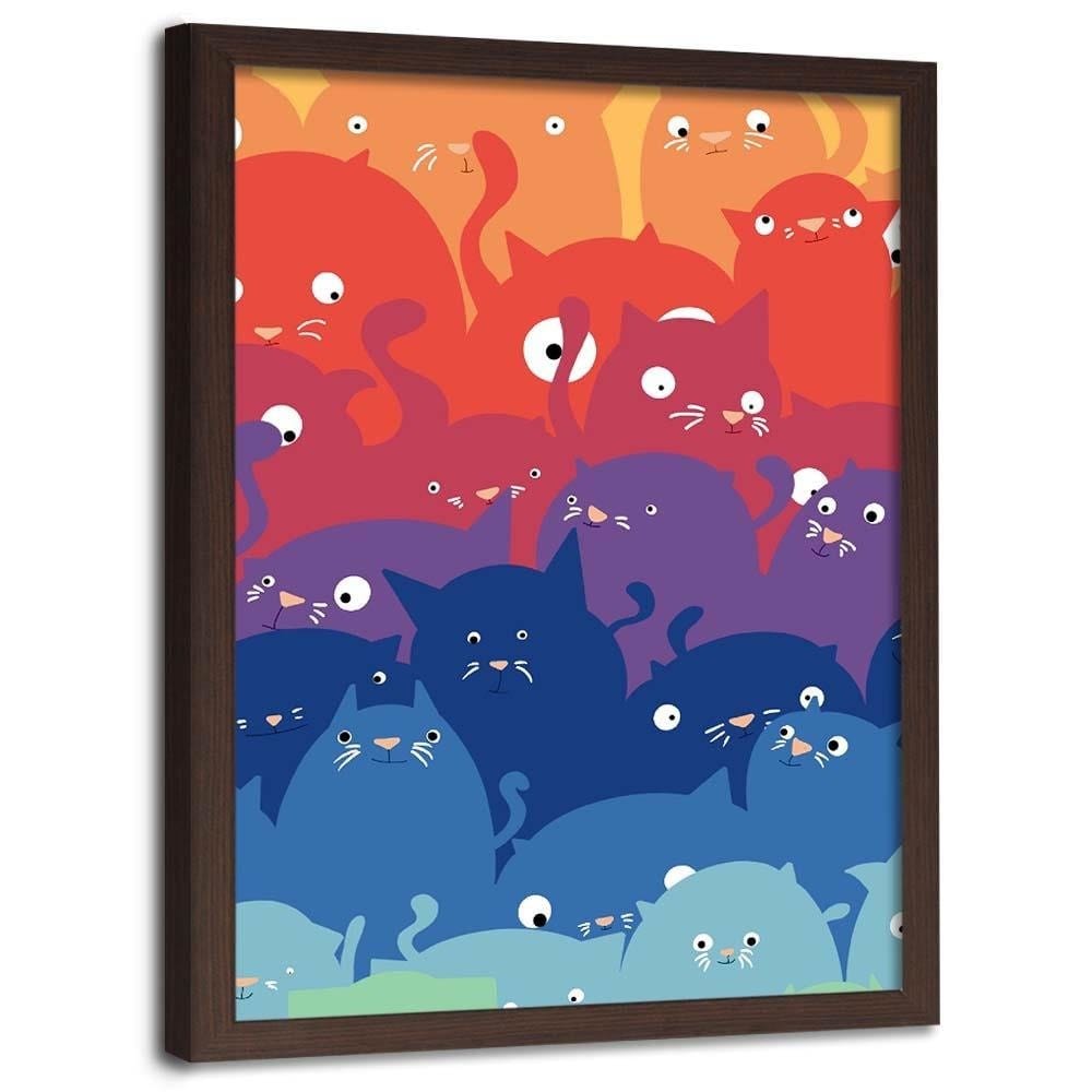 Glezna brūnā rāmī - Colored Cats  Home Trends DECO