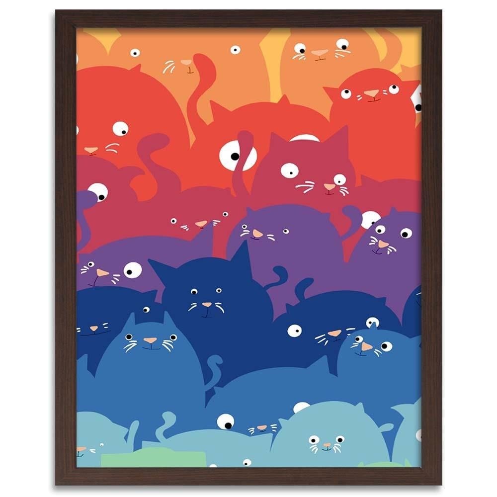 Glezna brūnā rāmī - Colored Cats  Home Trends DECO