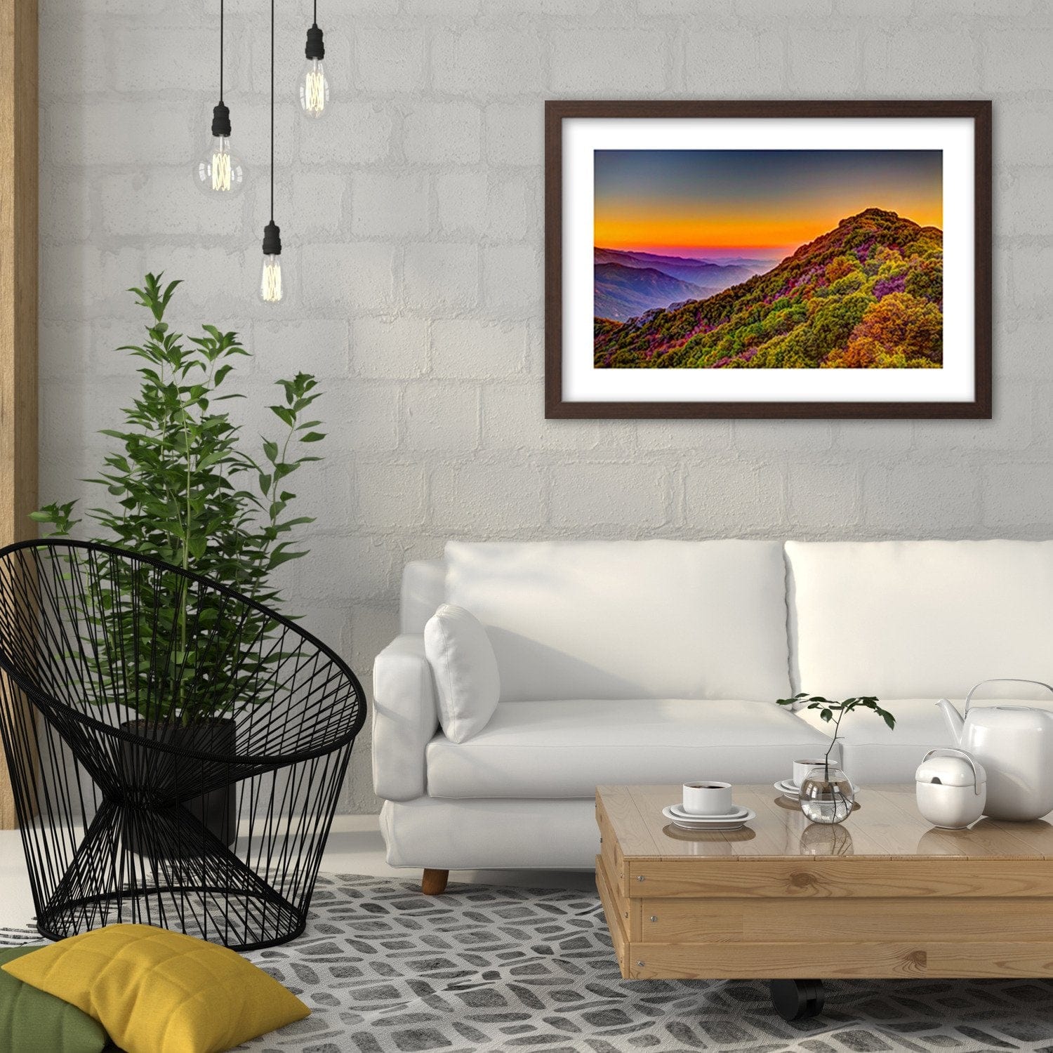 Glezna brūnā rāmī - Colored Hills  Home Trends DECO