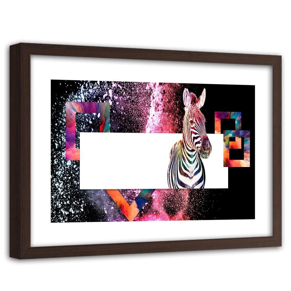 Glezna brūnā rāmī - Colorful Zebra 2  Home Trends DECO