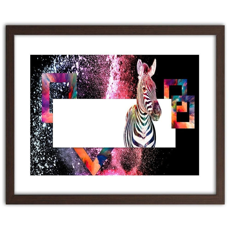 Glezna brūnā rāmī - Colorful Zebra 2  Home Trends DECO