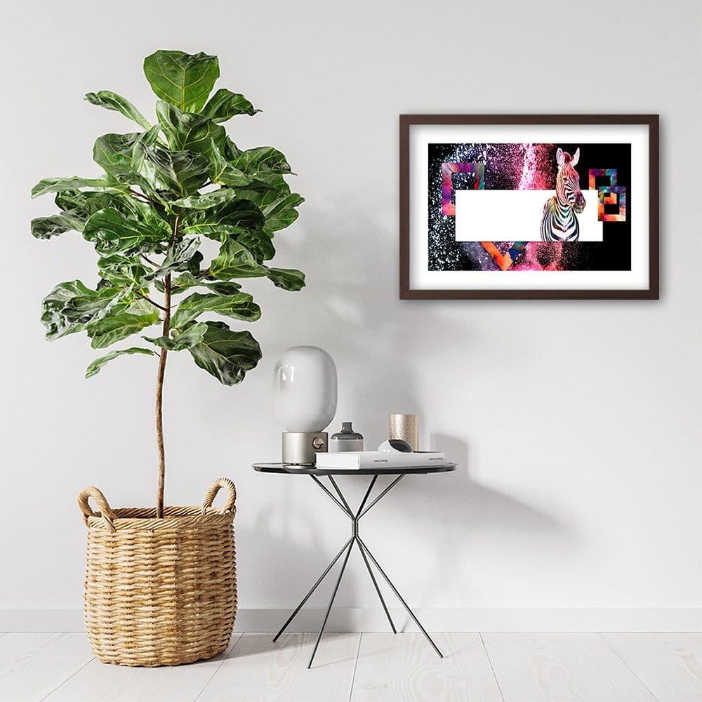 Glezna brūnā rāmī - Colorful Zebra 2  Home Trends DECO