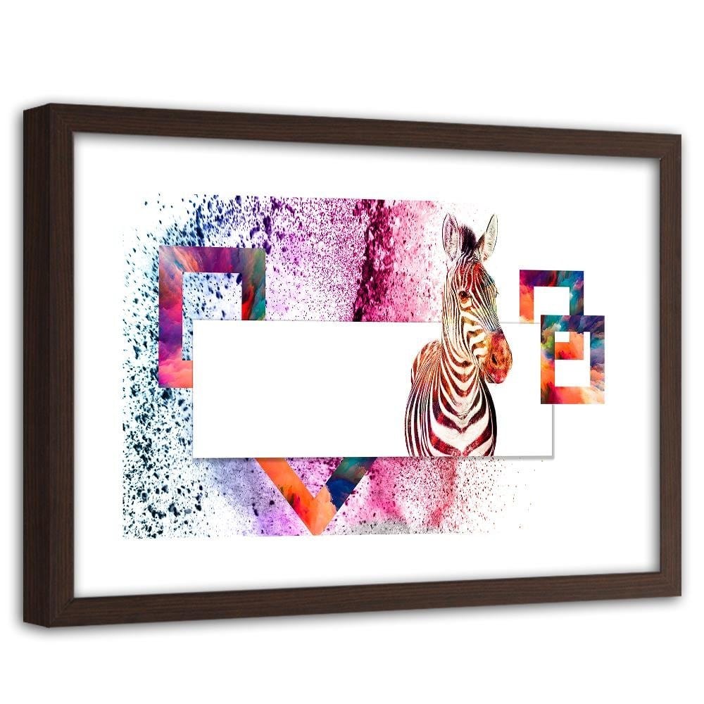 Glezna brūnā rāmī - Colorful Zebra  Home Trends DECO
