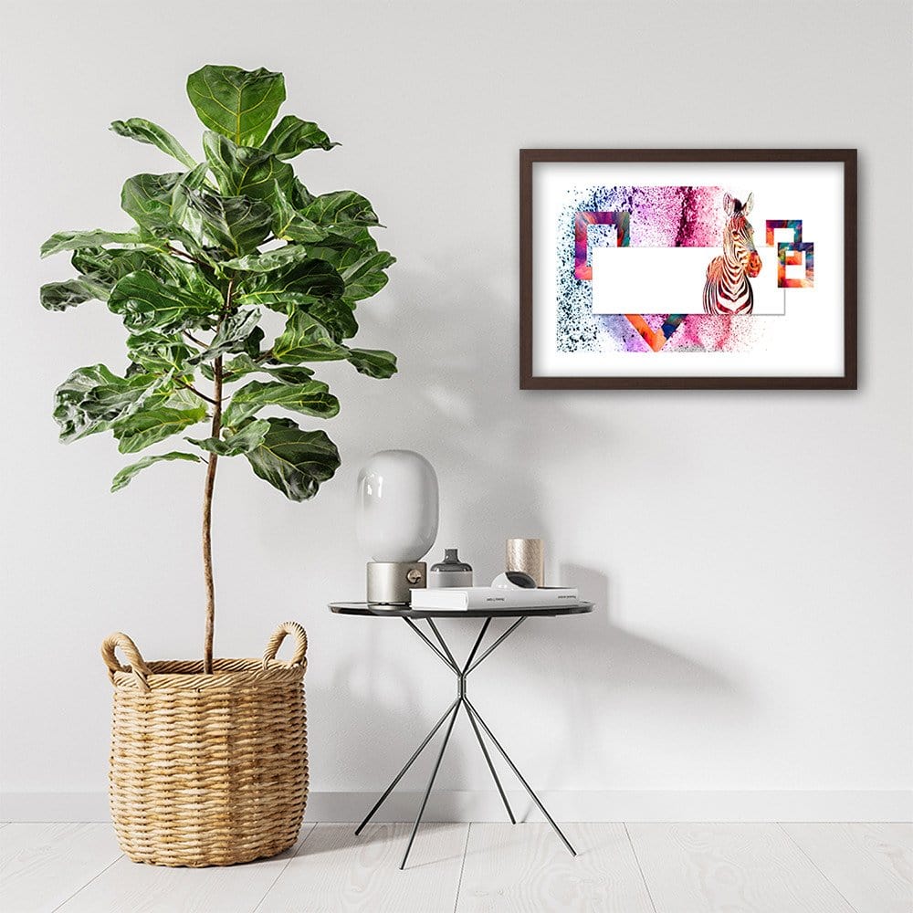 Glezna brūnā rāmī - Colorful Zebra  Home Trends DECO