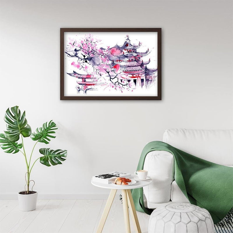 Glezna brūnā rāmī - Colourful Japan Art  Home Trends DECO