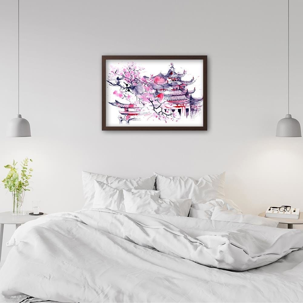 Glezna brūnā rāmī - Colourful Japan Art  Home Trends DECO