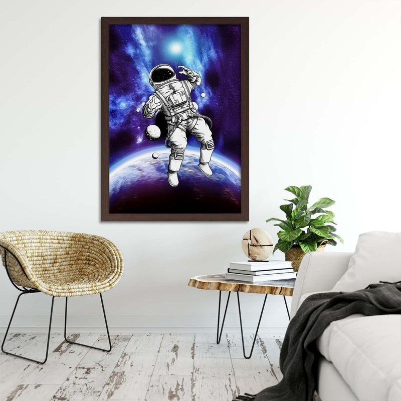 Glezna brūnā rāmī - Cosmonaut In The Space  Home Trends DECO