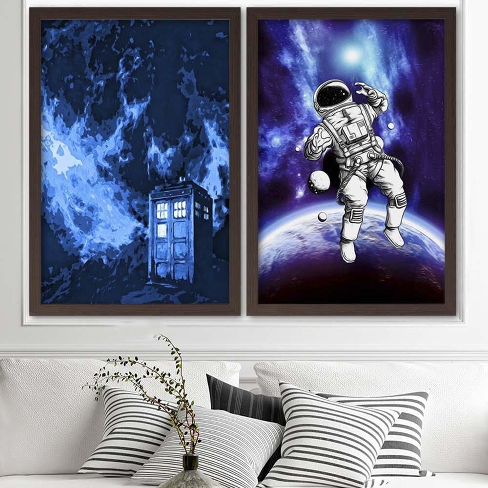 Glezna brūnā rāmī - Cosmonaut In The Space  Home Trends DECO