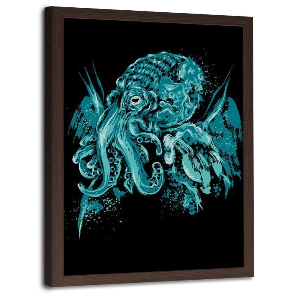 Glezna brūnā rāmī - Cthulhu Pop Art Blue  Home Trends DECO