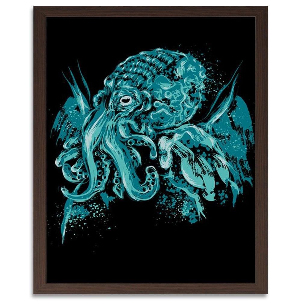 Glezna brūnā rāmī - Cthulhu Pop Art Blue  Home Trends DECO