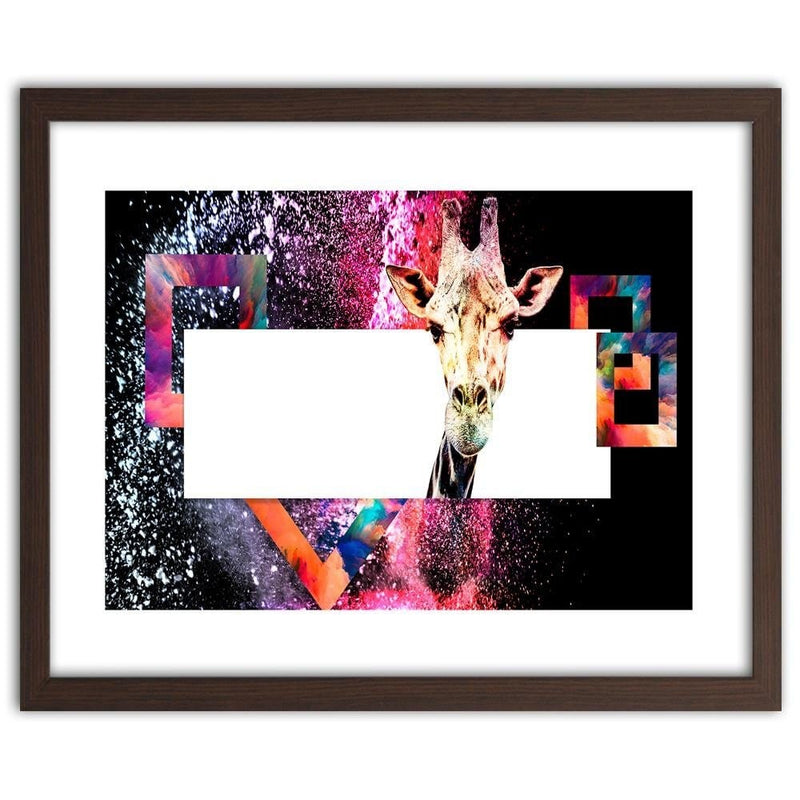 Glezna brūnā rāmī - Curious Giraffe  Home Trends DECO