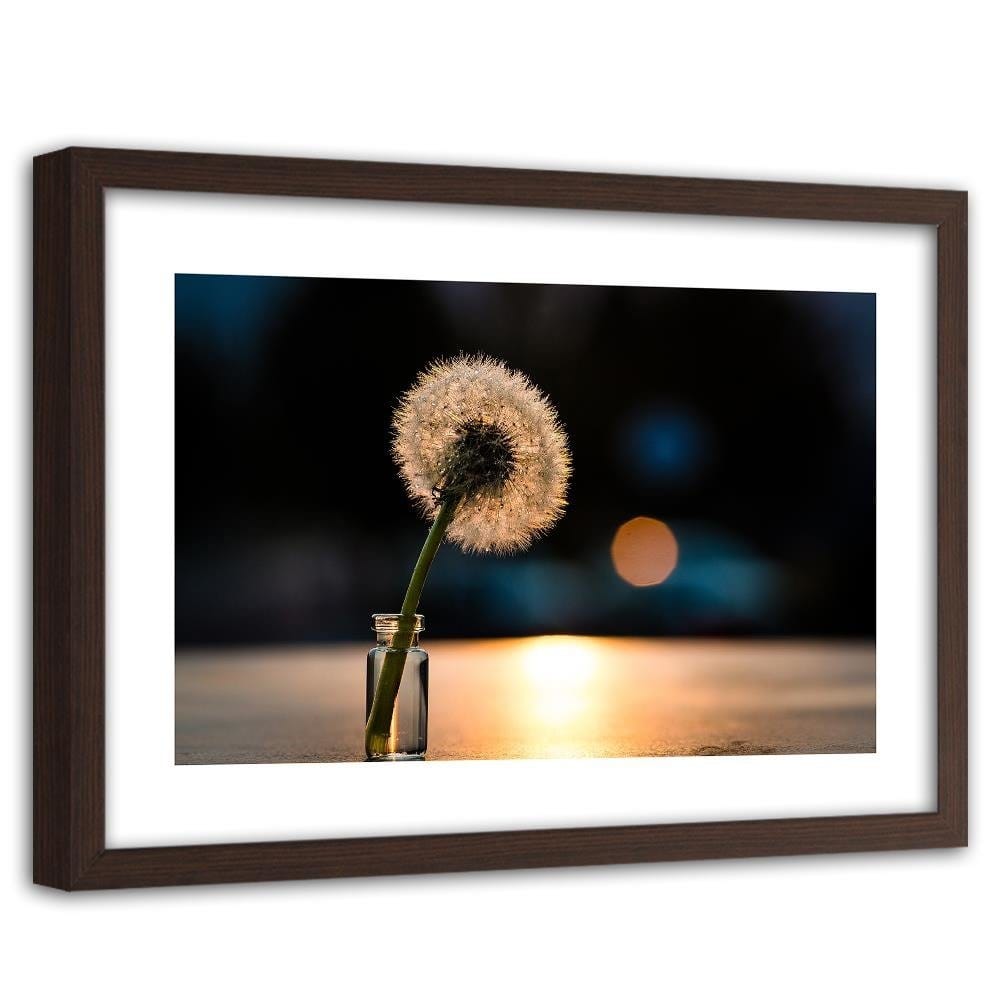 Glezna brūnā rāmī - Dandelion In A Vase  Home Trends DECO
