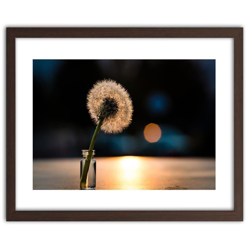 Glezna brūnā rāmī - Dandelion In A Vase  Home Trends DECO