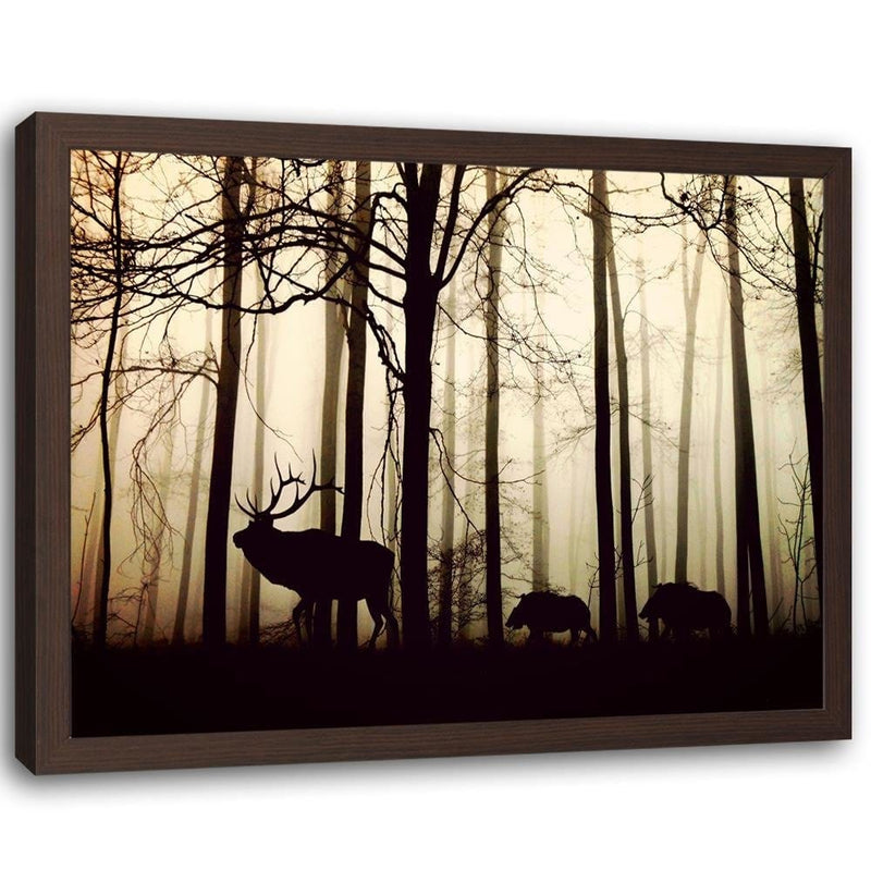 Glezna brūnā rāmī - Deers In The Forest  Home Trends DECO