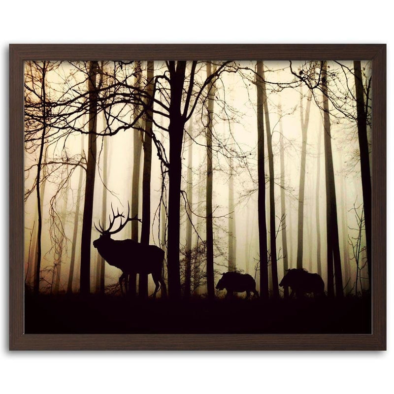 Glezna brūnā rāmī - Deers In The Forest  Home Trends DECO