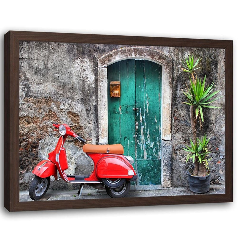 Glezna brūnā rāmī - Doors And Red Scooter  Home Trends DECO