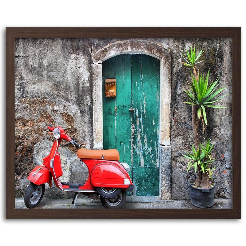 Glezna brūnā rāmī - Doors And Red Scooter  Home Trends DECO