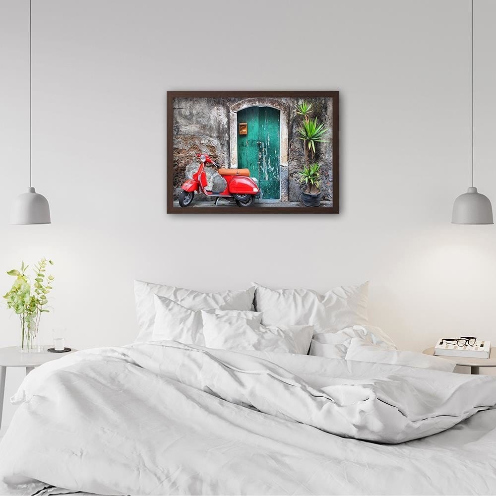 Glezna brūnā rāmī - Doors And Red Scooter  Home Trends DECO