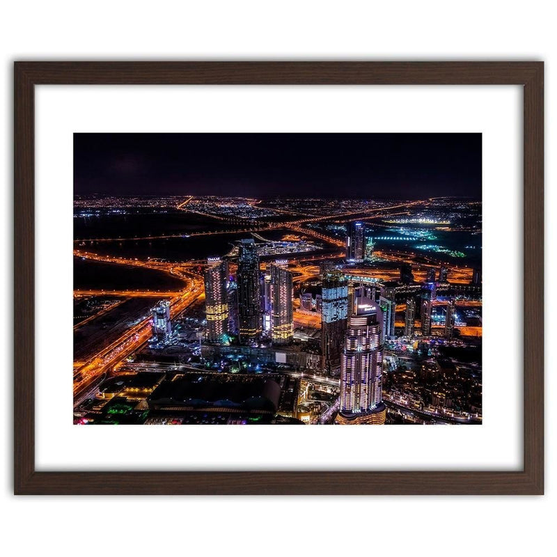Glezna brūnā rāmī - Dubai At Night  Home Trends DECO