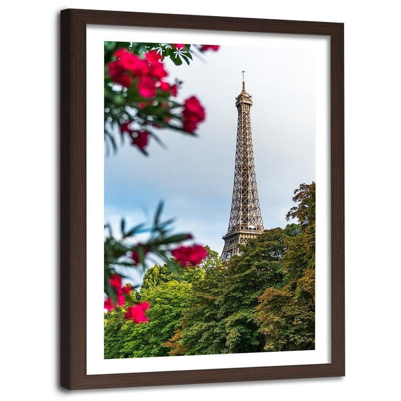 Glezna brūnā rāmī - Eiffel Tower And Flower  Home Trends DECO