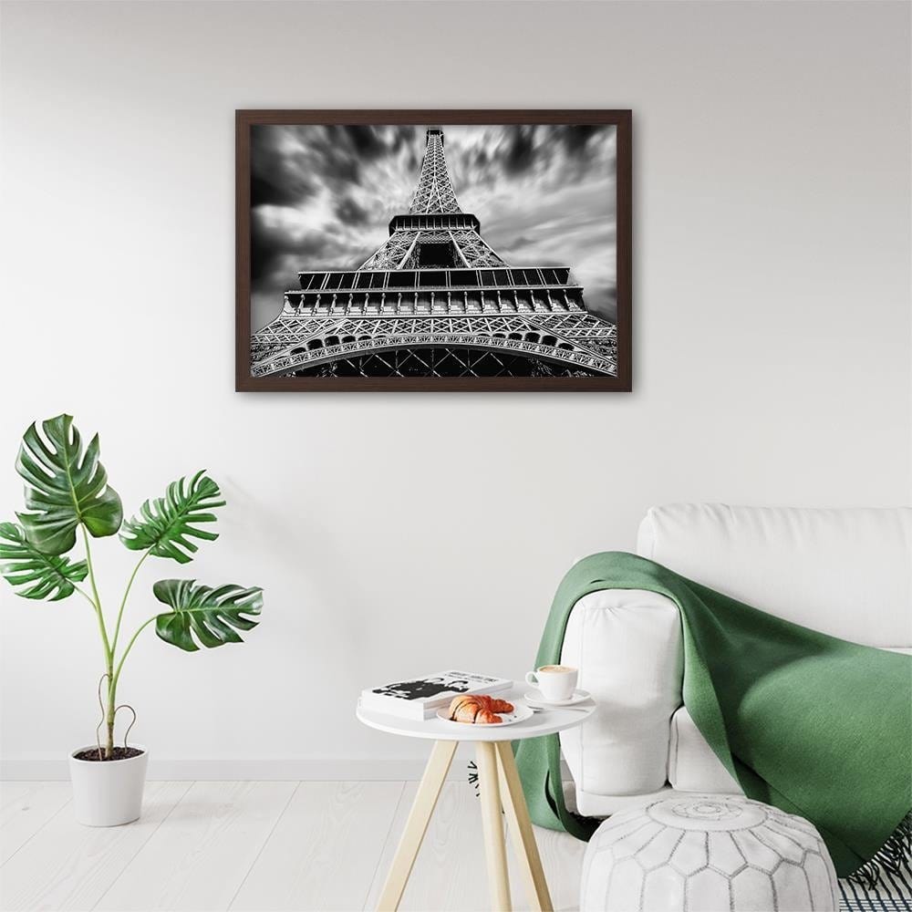 Glezna brūnā rāmī - Eiffel Tower Black And White  Home Trends DECO