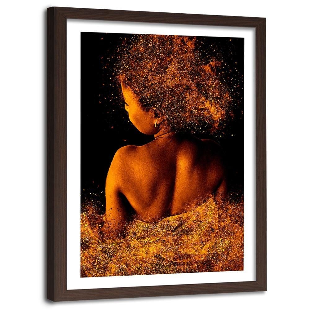 Glezna brūnā rāmī - Fashion Woman In Gold Dust  Home Trends DECO