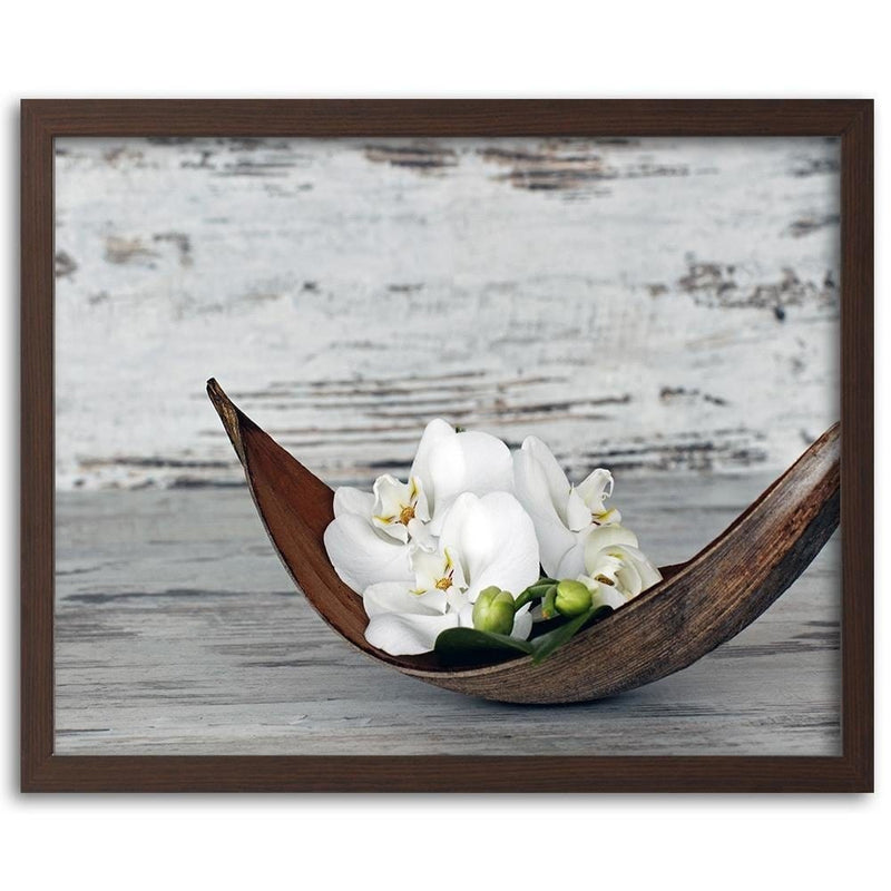 Glezna brūnā rāmī - Flower On The Wood  Home Trends DECO