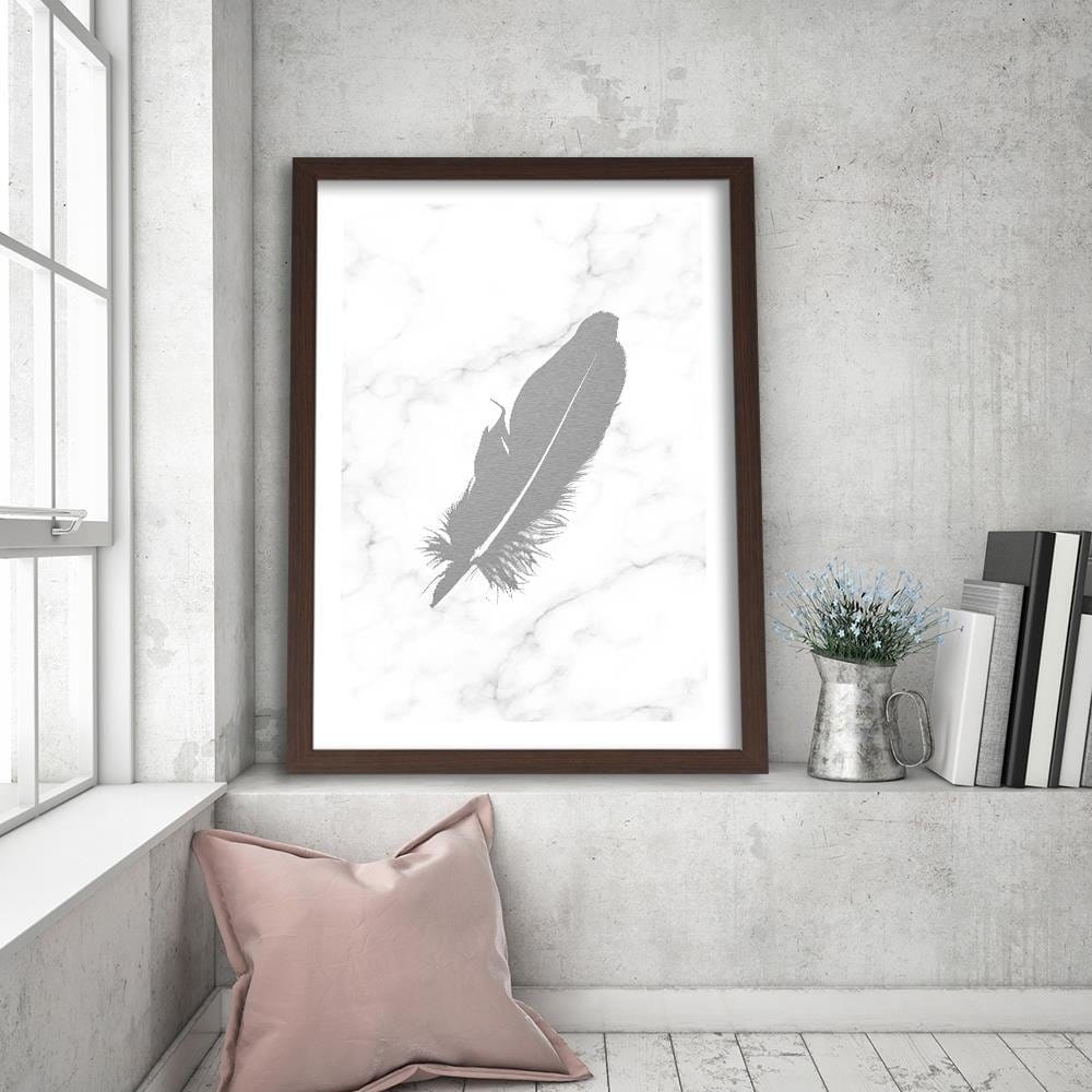 Glezna brūnā rāmī - Gray Feather  Home Trends DECO
