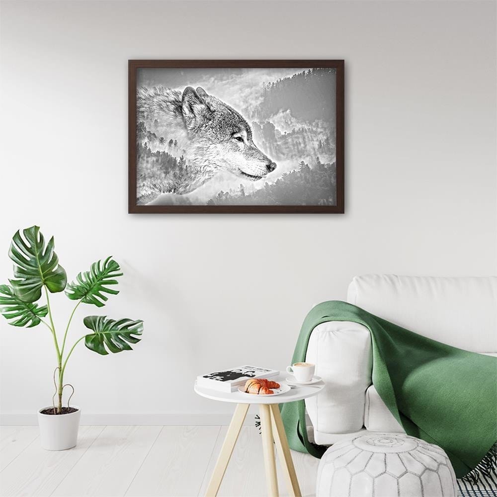 Glezna brūnā rāmī - Gray Wolf  Home Trends DECO