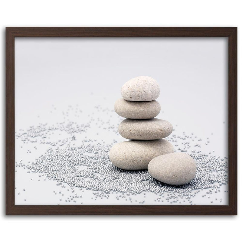 Glezna brūnā rāmī - Gray Zen Stones  Home Trends DECO