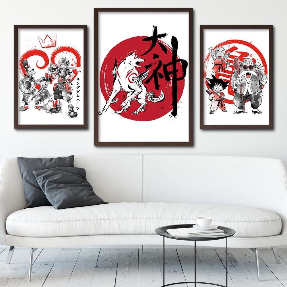 Glezna brūnā rāmī - Great God Sumi-E Red  Home Trends DECO