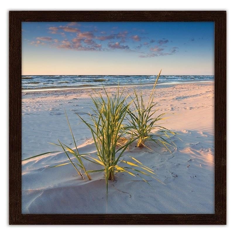 Glezna brūnā rāmī - Green grass on the beach 2  Home Trends DECO