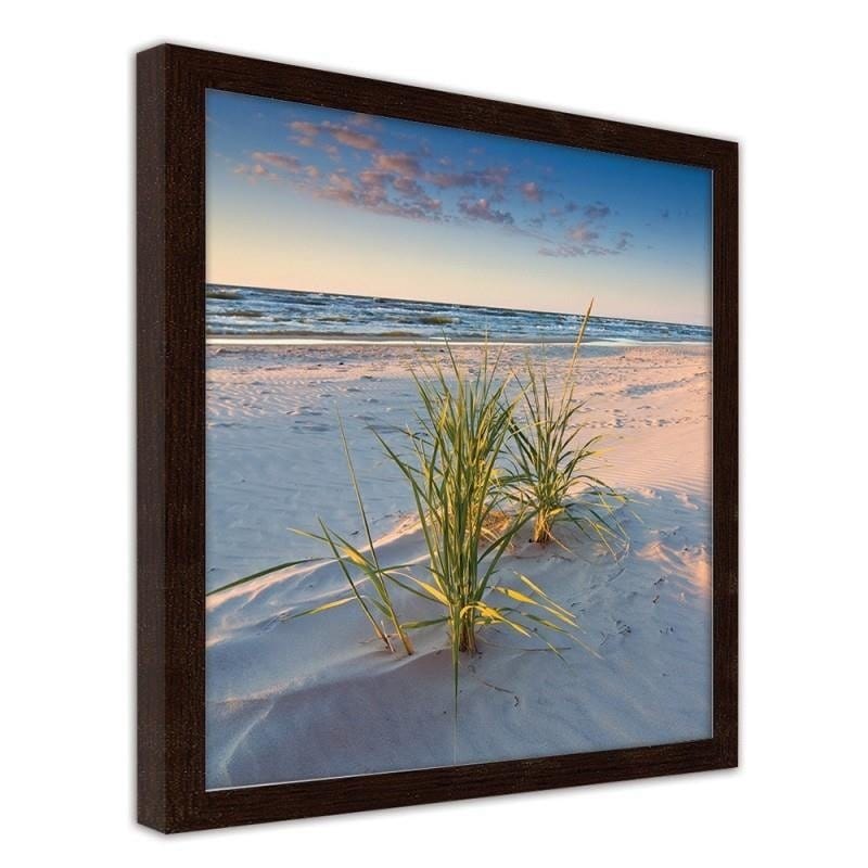 Glezna brūnā rāmī - Green grass on the beach 2  Home Trends DECO