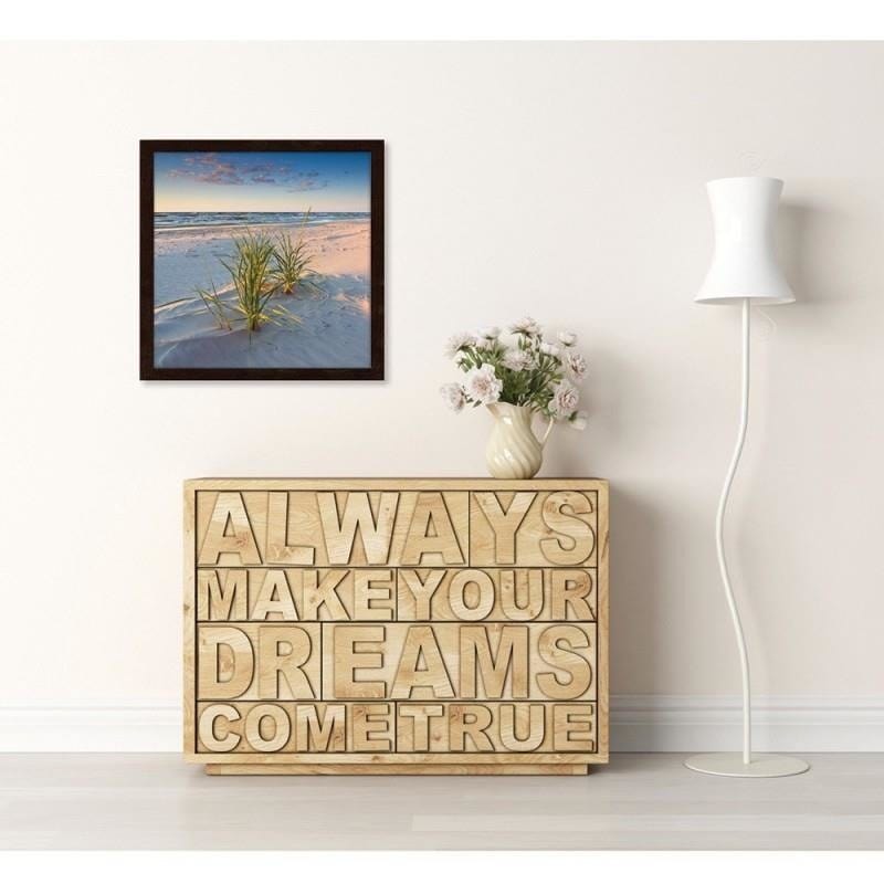 Glezna brūnā rāmī - Green grass on the beach 2  Home Trends DECO