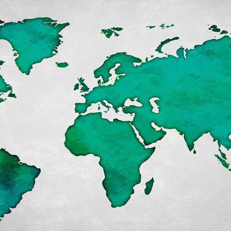 Glezna brūnā rāmī - Green Map Of The World On Concrete  Home Trends DECO
