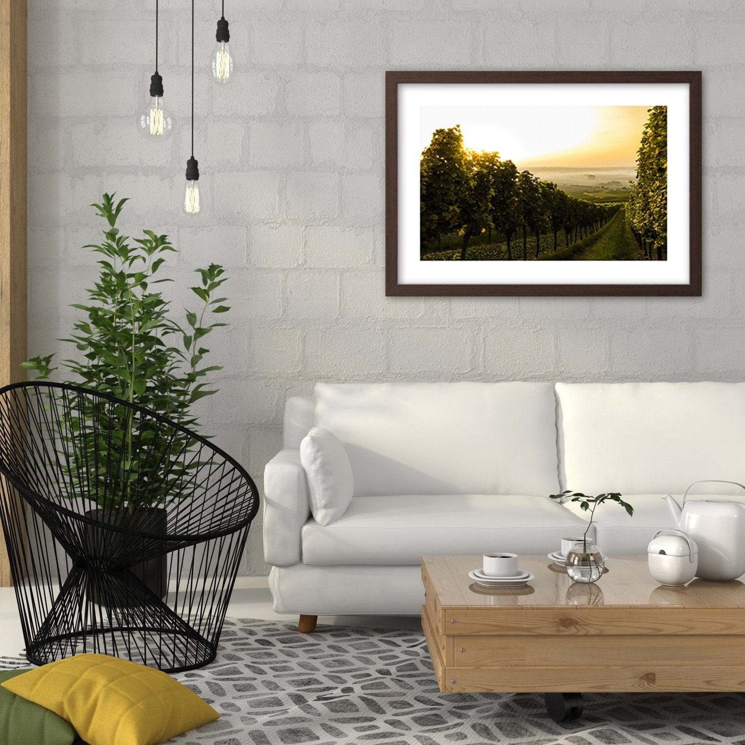Glezna brūnā rāmī - Green Vineyards  Home Trends DECO