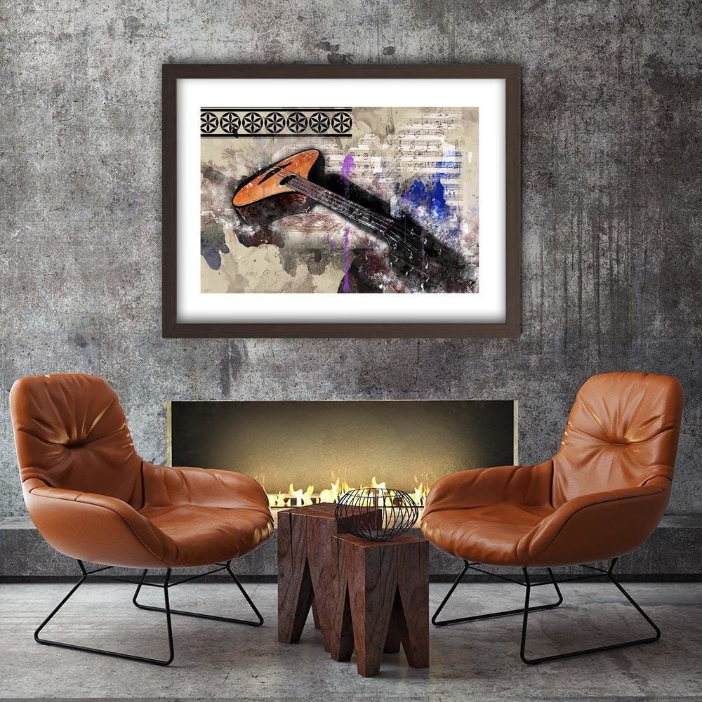 Glezna brūnā rāmī - Guitar Abstraction  Home Trends DECO