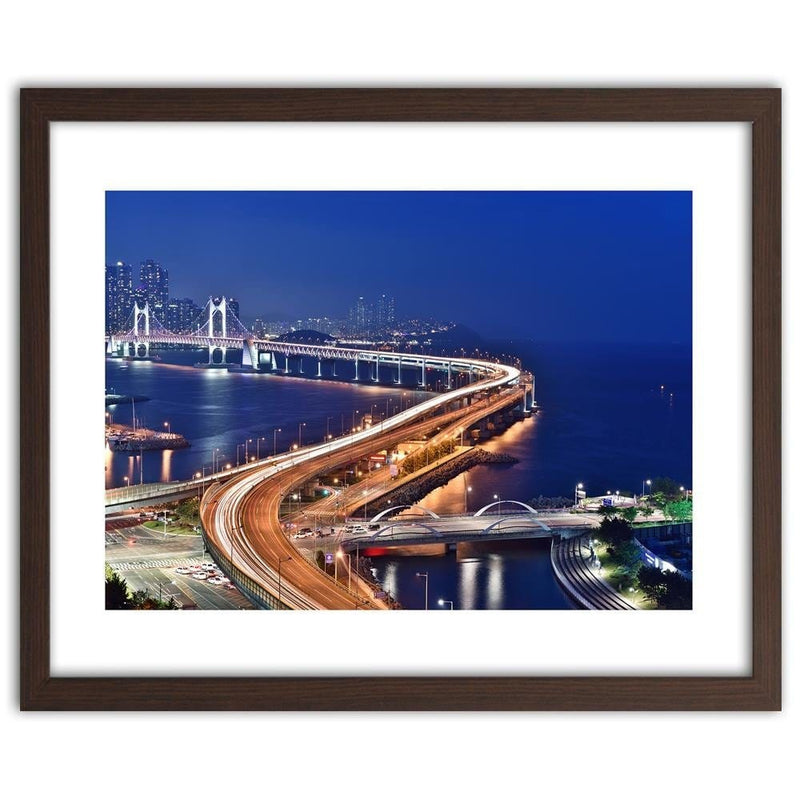 Glezna brūnā rāmī - Gwangan Bridge In South Korea  Home Trends DECO