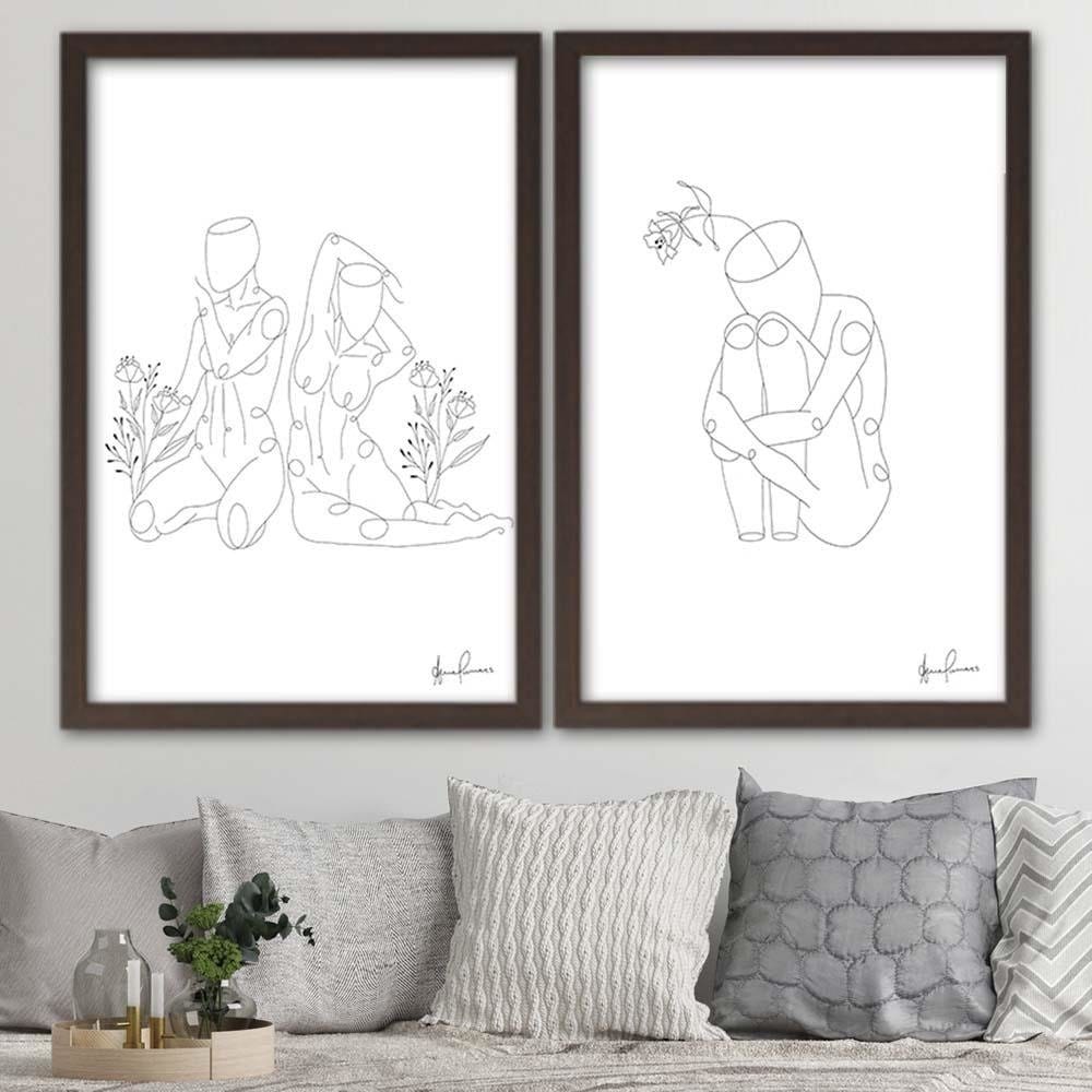 Glezna brūnā rāmī - Human In The Flowers  Home Trends DECO