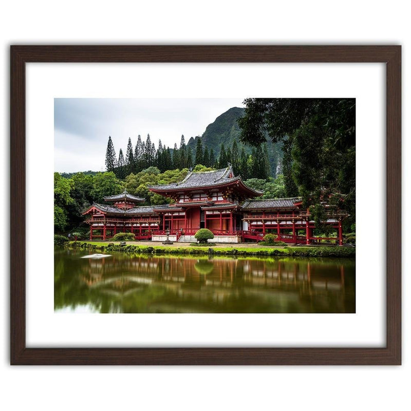 Glezna brūnā rāmī - Japanese Temple  Home Trends DECO