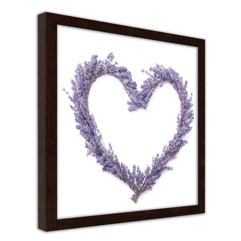 Glezna brūnā rāmī - Lavender heart  Home Trends DECO