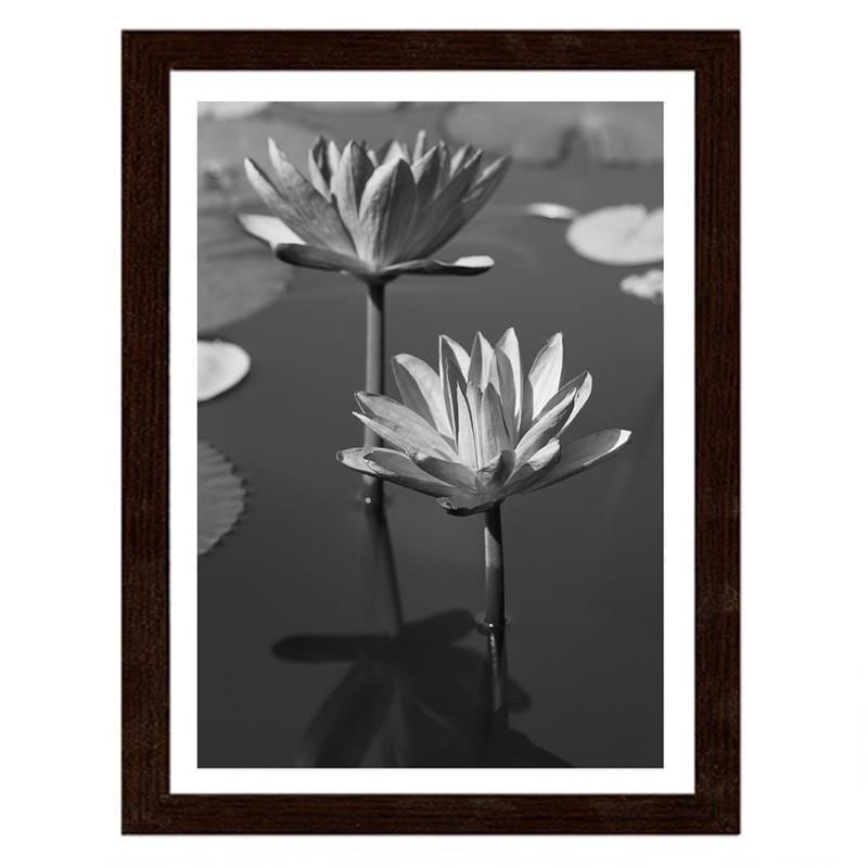 Glezna brūnā rāmī - Lilies in the pond  Home Trends DECO