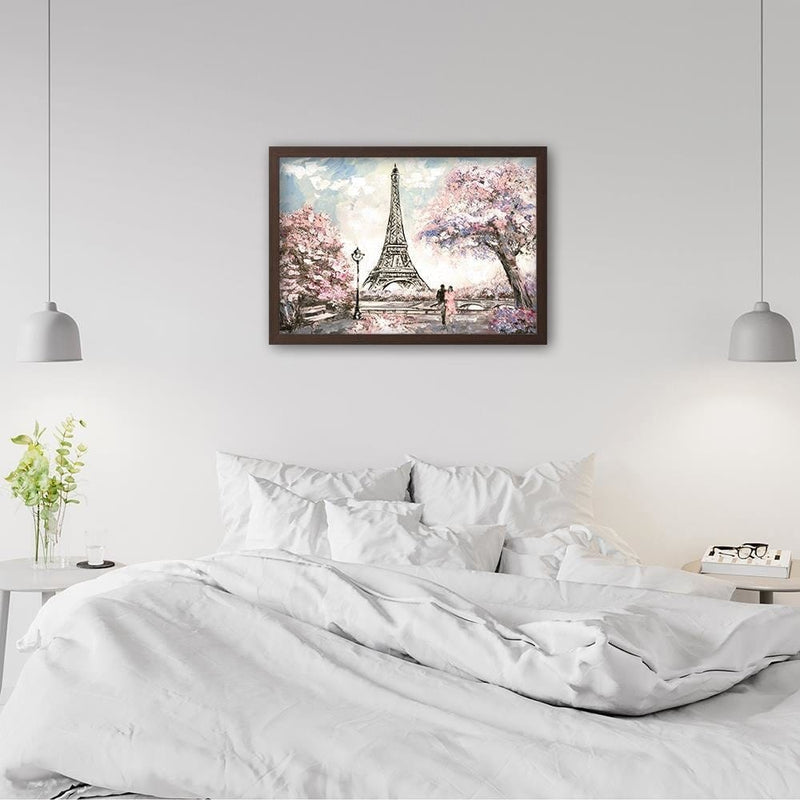 Glezna brūnā rāmī - Lovers By The Eiffel Tower  Home Trends DECO