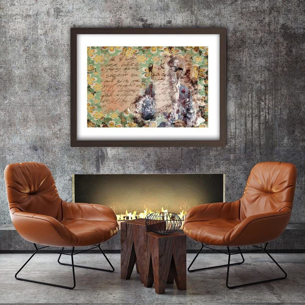 Glezna brūnā rāmī - Man In Suit Abstraction  Home Trends DECO