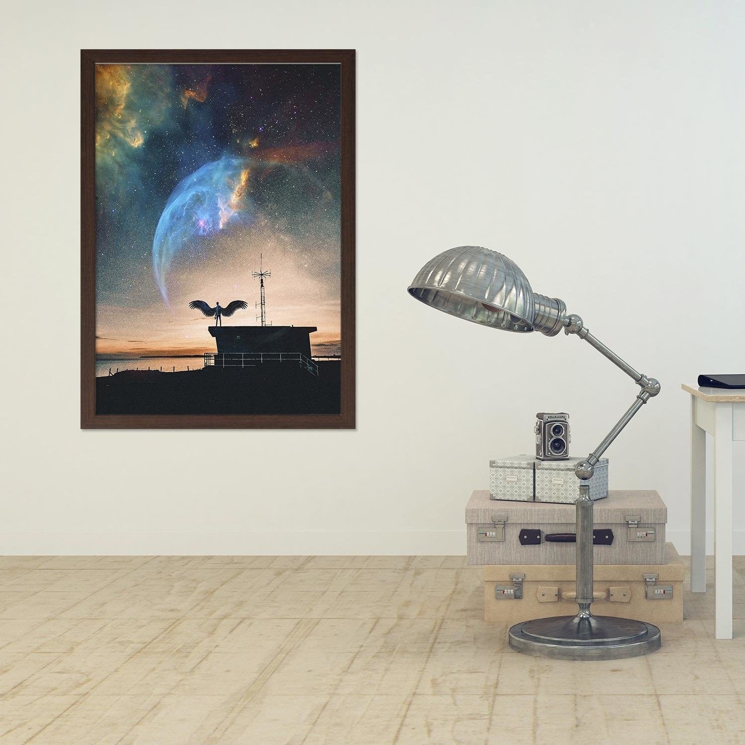 Glezna brūnā rāmī - Man With Wings And Sky  Home Trends DECO