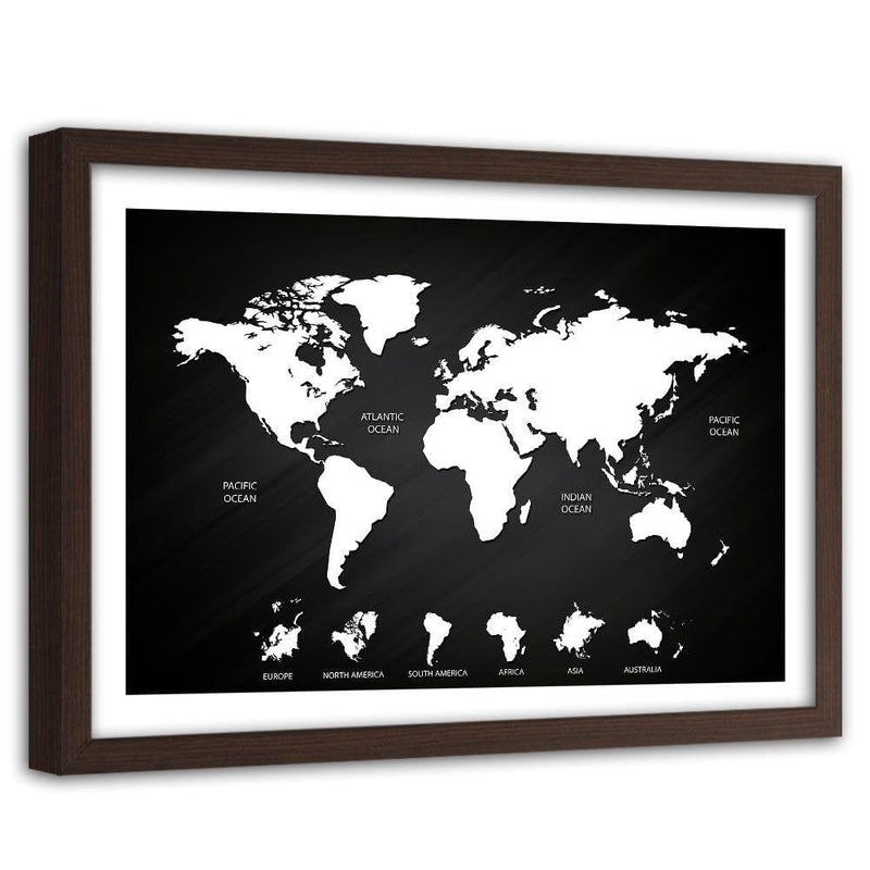 Glezna brūnā rāmī - Map Of The World And Continents  Home Trends DECO